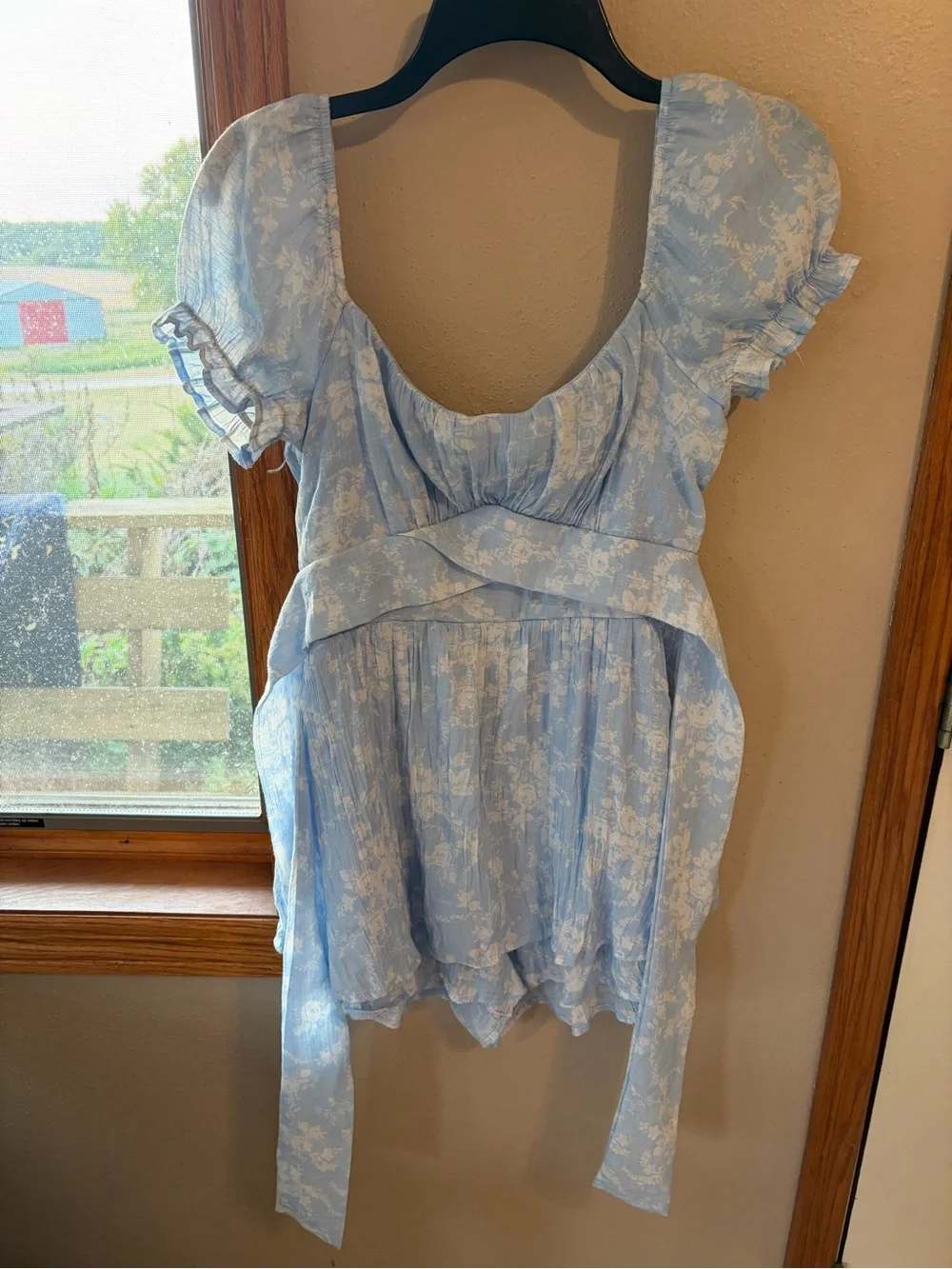 🤍Altar'd State Blue Puff-Sleeve Mini Dress - Picture 9 of 12